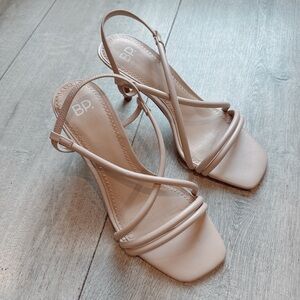 bp Strappy Square-Toe Slingback Heels in Nude Pink